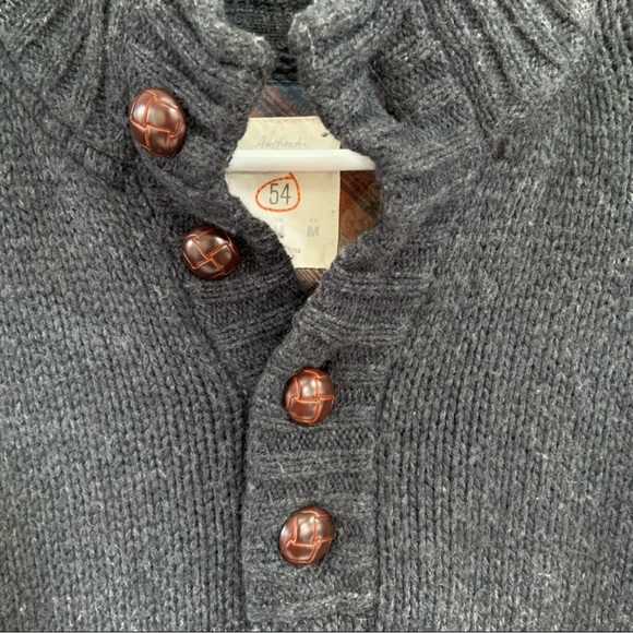 FOSSIL Charcoal Grey Button Sweater Size M - Picture 5 of 6